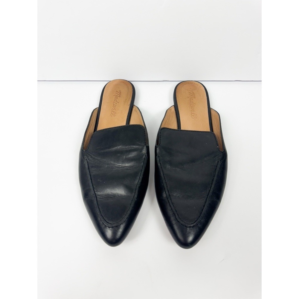 Madewell Gemma Mule Black Leather Pointy Toe Flats Slip On Slides Shoes 7.5